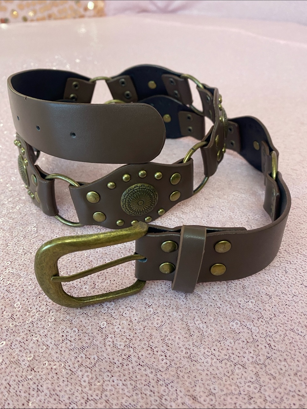Brown studded belt #443